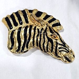 Mimi Di N ZEBRA Design Belt Buckle Set Designer Vintage 1987
